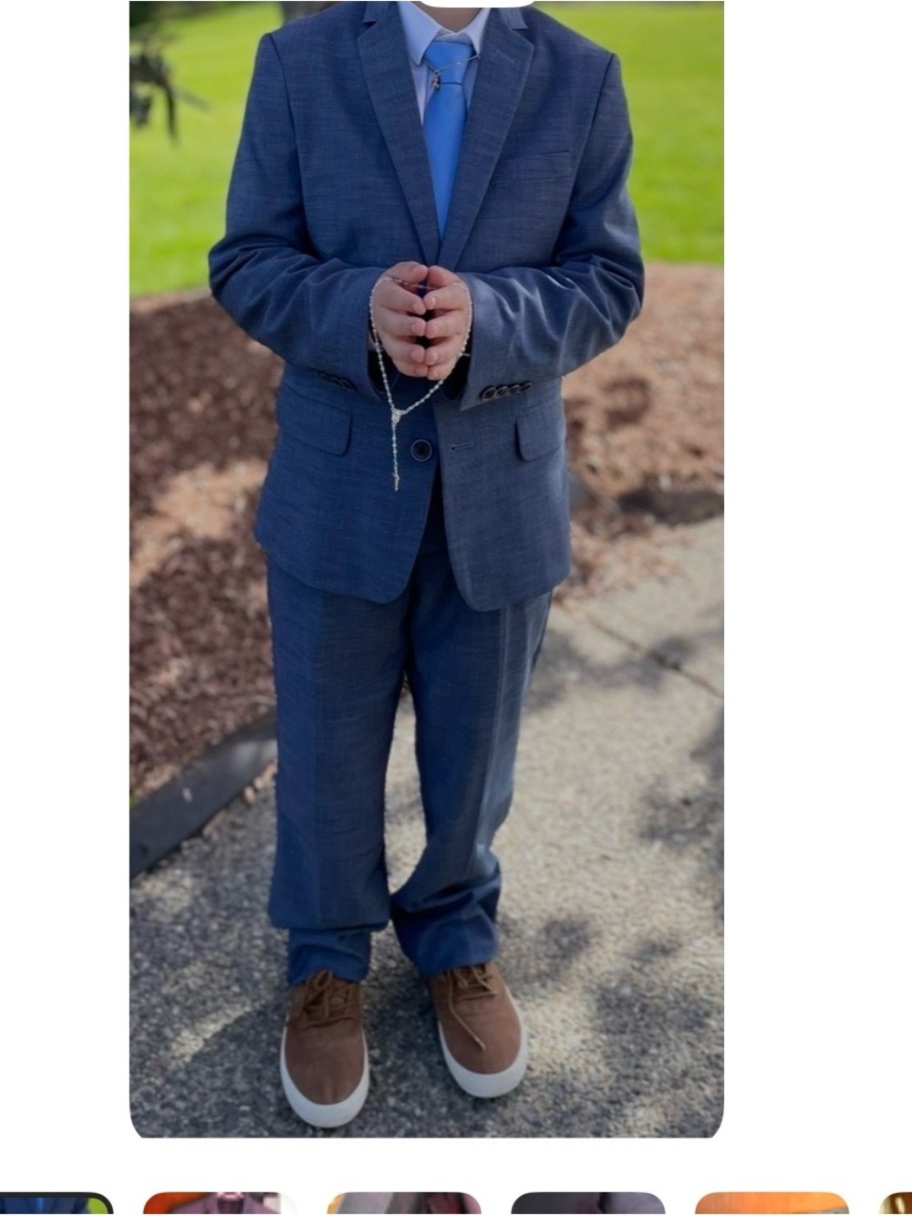 Calvin Klein Boys' Navy Blue Suit with Light Blue Tie